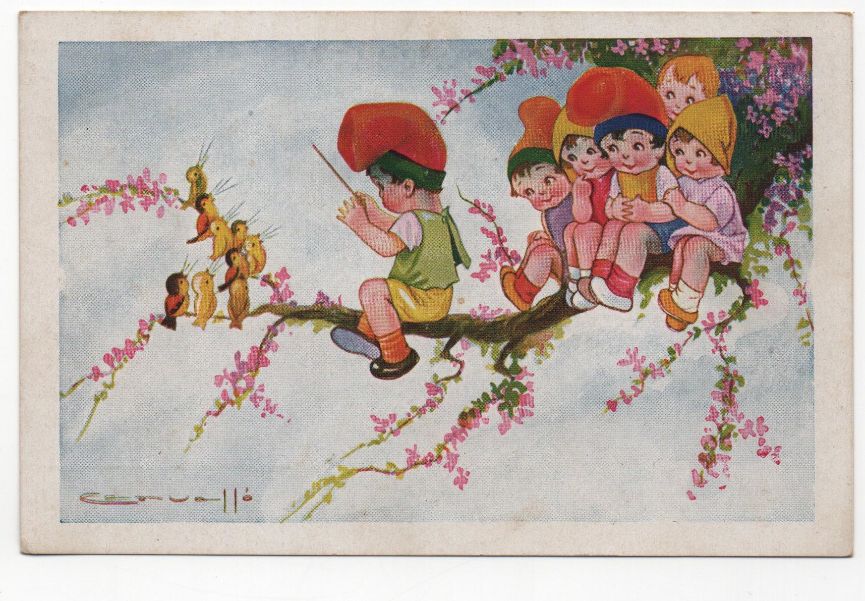 ESPAÑA POSTAL Nº 6 NIÑOS Y PAJARITOS